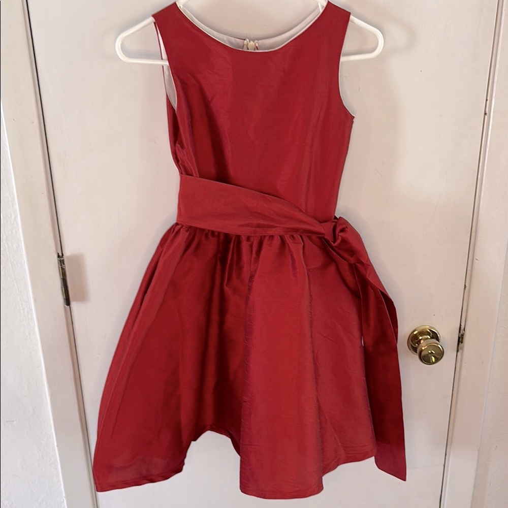 Five Loaves Two Fish dark red sleeveless dress with side tie sash Size 12